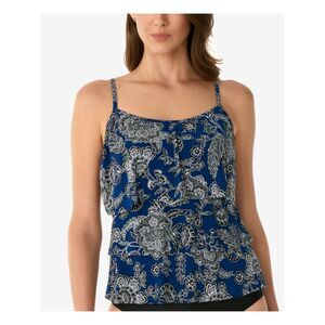 SWIM SOLUTIONS Women's Navy Stretch Full Tiered Tankini Swimsuit Top 10